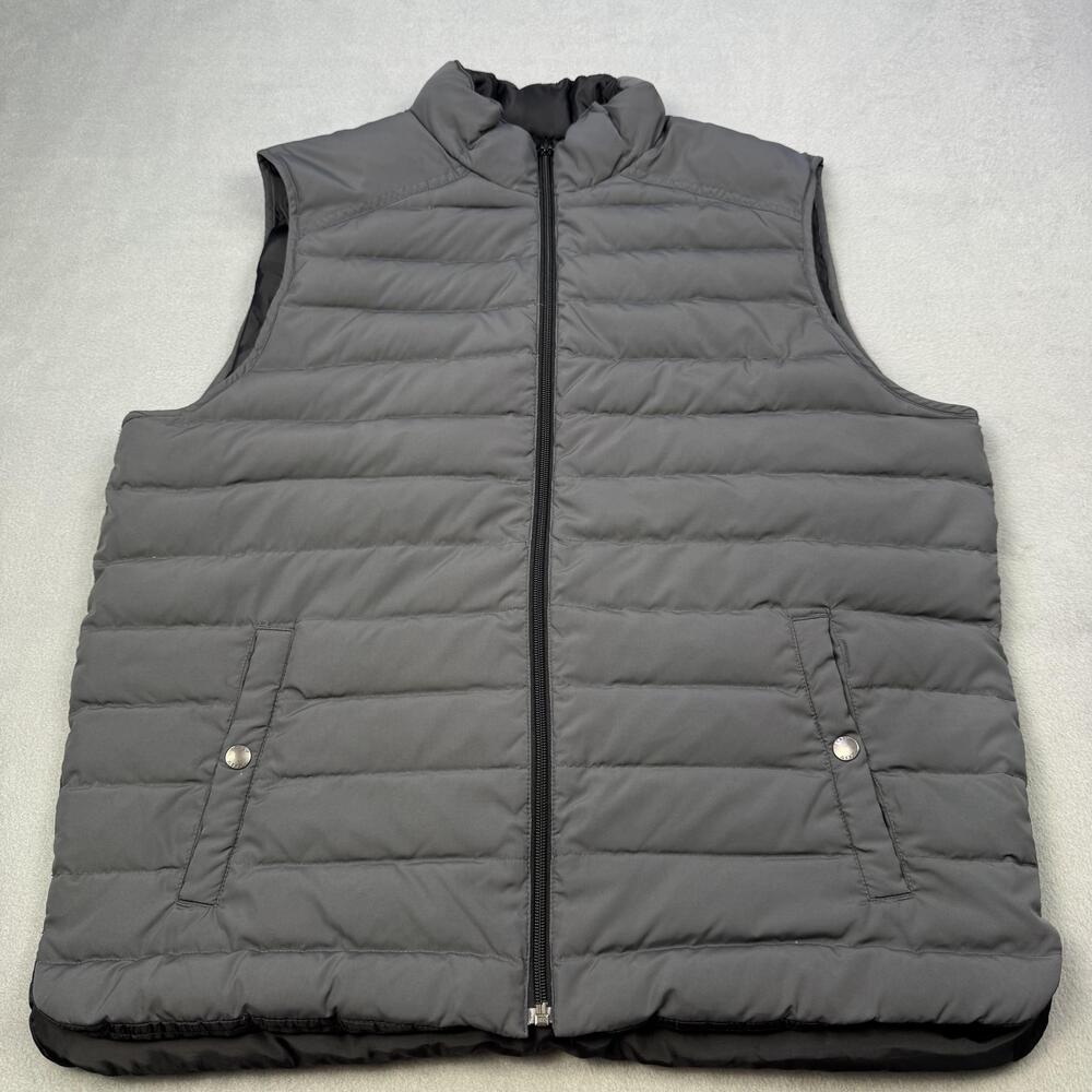 J.Crew Vest Mens Large Gray Down Puffer Full Zip Authentic Outerwear 06418